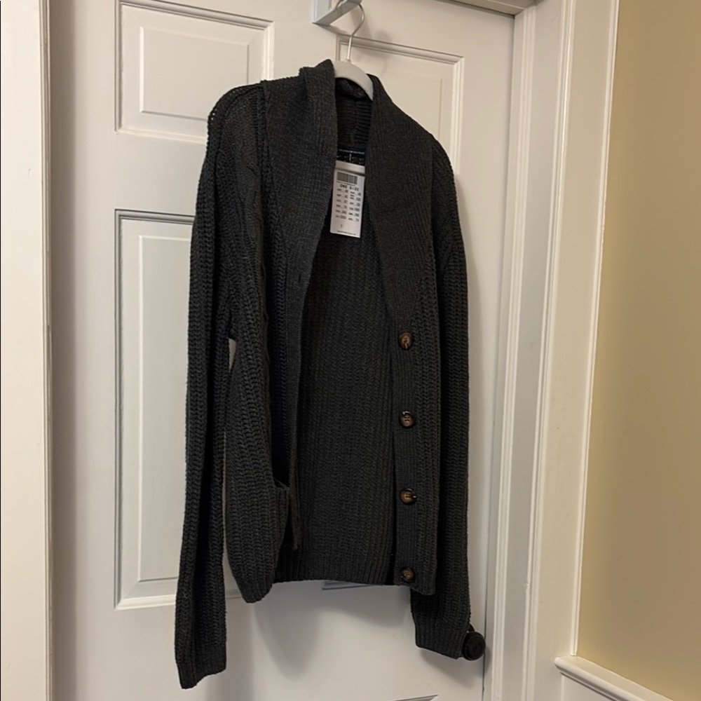 Dark Gray Button-Up Cardigan